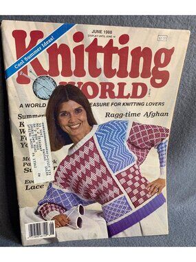 Knitting World Magazine June 1988 Vintage For Afghans Sweaters Dolls Craft Patte